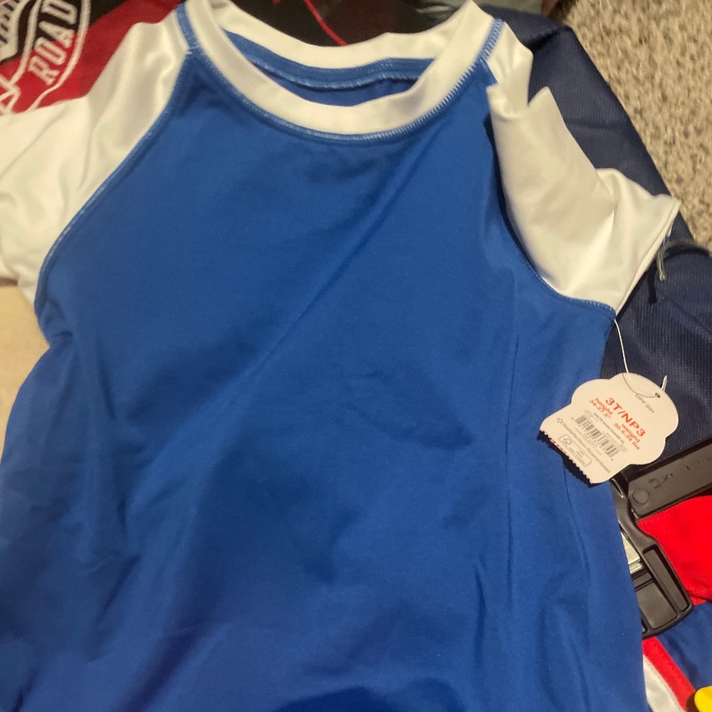 3t swim shirt and 3t shorts, the other shorts  are 4/5